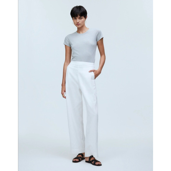Madewell Pants - Madewell Pull On Straight Crop Cotton Linen Pants US Women's 2 New